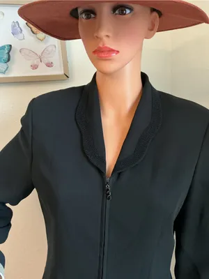 Vintage Albert Nipon Evening Black Beaded Blazer Jacket Sz 4 thumbnail 3