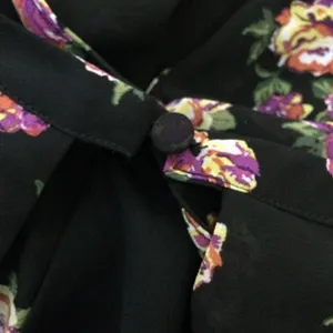 Torrid Multi-Color Floral Print Chiffon Cold Shoulder V-Neck Dress thumbnail 9