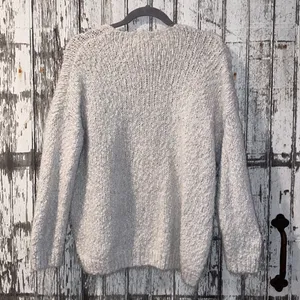 Altar’d state chunky knit gray cream vneck sweater thumbnail 4