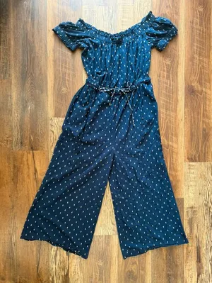 Anthropologie Findley Off-The-Shoulder Navy Blue Jumpsuit Women's thumbnail 1
