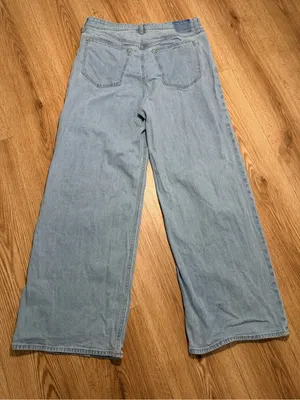Abercrombie & Fitch Womens High Rise Wide Leg Linen Blend Jeans Light Wash 31 thumbnail 3