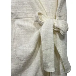 Madewell‎ Crosshatch Side Tie Sleeveless Faux Wrap Dress Bright Ivory XL thumbnail 8