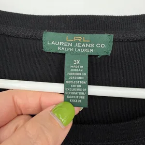 Lauren Ralph Lauren Top Women 3X Black Suede Elbow Patch Zipper Shoulder Cotton thumbnail 5