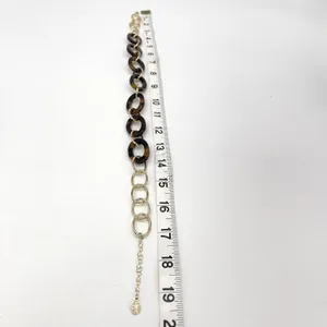 LOFT Necklace Tortoise Shell Gold Tone Oval Link Chain Preppy Chic Mob Wife City thumbnail 9