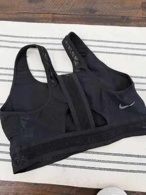 Nike Black Textured Mesh High-Impact Sports Bra thumbnail 2