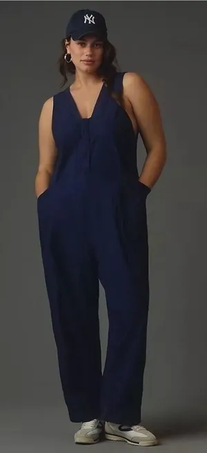 Anthropologie Daily Practice navy sleeveless jumpsuit thumbnail 1
