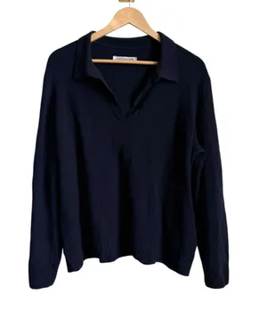 Outerknown Women's Geelong Wool Oversized Collared Sweater Navy Size Medium thumbnail 1