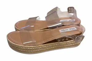 Steve Madden Clear Strappy Chunky Platform‎ Espadrille Wedge Sandal Shoes Size 8 thumbnail 1