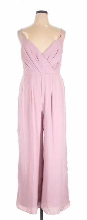 Lulus Call for Me Dusty Lavender Faux Wrap Jumpsuit Wide Leg XL Wedding thumbnail 1