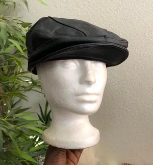 Vintage Unisex Grunge Emo Black Leather Duck Bill Flat Newsboy Cabbie Baker boy hat cap beret #biker #motorcycle #gothic 90s/2000s Y2K Made in USA Genuine Leather thumbnail 1