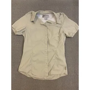 Columbia Titanium Hiking Shirt Womens M Tan Excellent Short Sleeve Vented TL7155 thumbnail 2