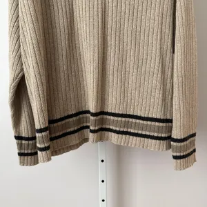 Arizona XL Tan Sweater Silk Lambswool‎ Ribbed Grandpacore Academia Trim Preppy thumbnail 3
