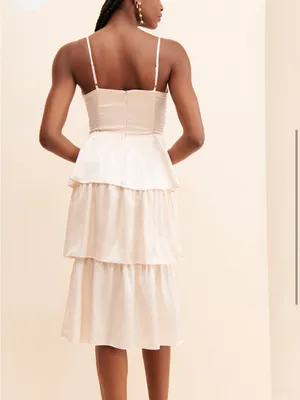 Amanda Uprichard Rosalia Tiered silk dress light pink blush medium thumbnail 3