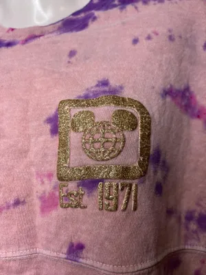 Disney Walt Disney World Spirit Jersey Sweatshirt Womens XS Pink Tie Dye Glitter thumbnail 2