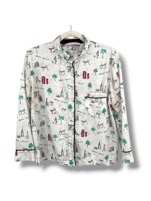 Victorias Secret Travel Paris London Print Pajamas Size Medium White Multicolor thumbnail 2