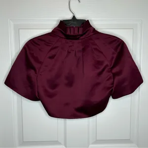 Antonio Melani Ruffled Burgundy Satin Bolero‎ Shrug Jacket Size XS thumbnail 2