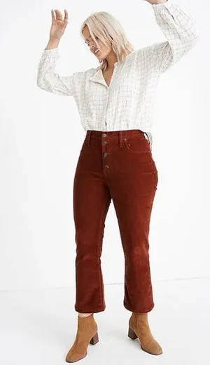 Madewell Cali Demi-Boot Jeans in Corduroy: Button-Front Edition Size 32 thumbnail 1