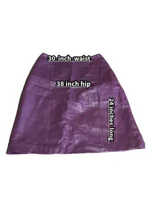 Vintage 1990'S Plum Purple Leather Midi Skirt (14) thumbnail 14