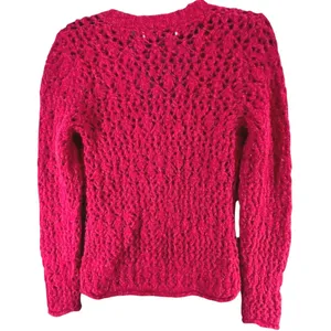 Joie Vara Alpaca Blend Cardigan Sweater Womens XS Pink Open Knit Feminine Cozy thumbnail 4