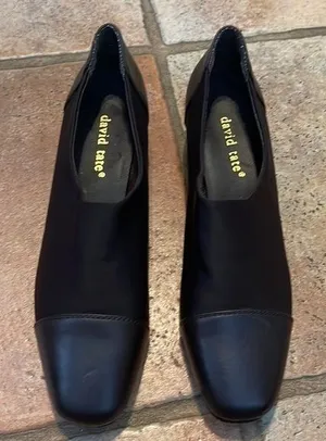 David Tate "Dynasty" Stretchy Fabric and Leather Cap-Toe Slip-Ons. 7.5 thumbnail 1
