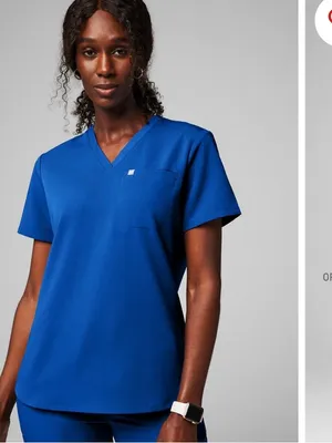 Fabletics Vital 1-Pocket Royal Blue Scrub Top thumbnail 2