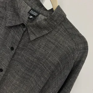 Eileen Fisher Italian Fabric Linen Blend Button Down Shirt Grey Lg Lagenlook thumbnail 3