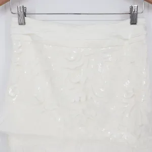 Naked Wardrobe The Statement White Sequin Floral Ruffle Mini Skirt M thumbnail 3