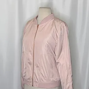Anthropologie HEI HEI Journey Bomber Jacket Solid Light Pink Sporty Medium thumbnail 7