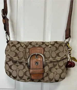 COACH SoHo Y2K Brown & Tan Signature Canvas Crossbody with Leather Buckle thumbnail 1