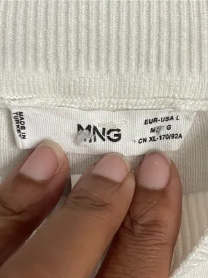 MANGO Cream Mock Neck Puff Sleeve Sweater Sz L thumbnail 7