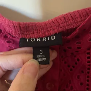 Torrid Babydoll Cotton Window Pane Button Front Tank in Red Bud thumbnail 7