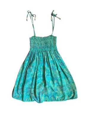 Vintage Island Dress Cover Up Teal Summer Dress Tropical Beach Vacation Small thumbnail 1