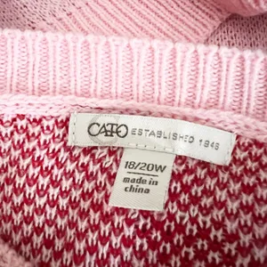 Cato Fashions Candy Cane Festive Holiday Print Pattern Crew Neck Sweater Pink thumbnail 2