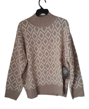 Vince Camuto Oxford Tan Diamond Turtleneck Sweater thumbnail 1