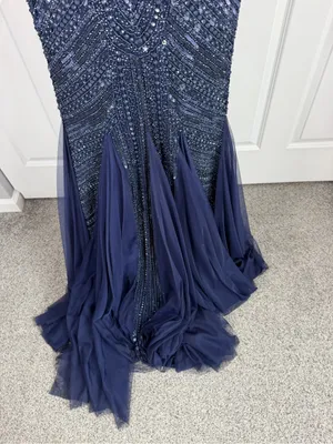 Sherri Hill 51426 Size 4 NWT Navy Beaded Mermaid Evening Gown Formal Prom Dress thumbnail 11