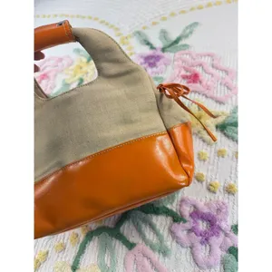 Bath & Body Works Canvas Orange Leather Trim Handle Bag‎ Women's Accessory thumbnail 2