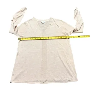 J. Jill Top Knit Soft Pink Linen Blend Top V Neck Casual Travel Coastal Women L thumbnail 3