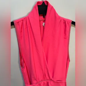 Aritzia Wilfred Sabine‎ Hot Pink Mini Tie Dress sz M thumbnail 2