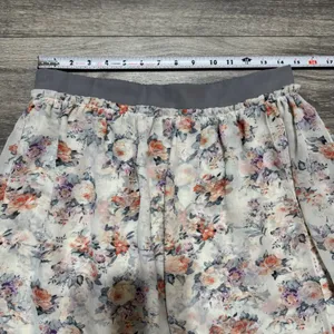 MIKAROSE Women Floral Chiffon Midi Skirt Gray‎ Waistband Ruffle Hem Size M thumbnail 11