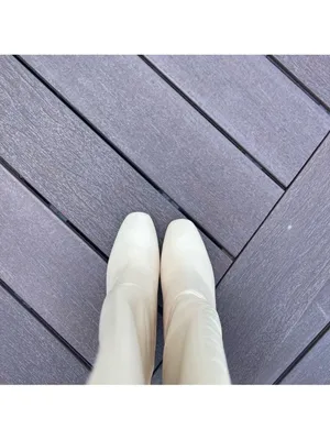 MANGO Cream Leather Knee High Boots, animal print 8.5 Office Siren, Minimalist thumbnail 16