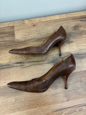 YSL Yves Saint Laurent Lizard Print Leather Stiletto High Heels thumbnail 11