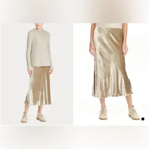 POLO RALPH LAUREN Flared Velvet Midi Skirt in desert slip style Sz 8 thumbnail 2