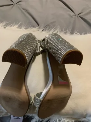 Steve Madden Silver Rhinestone Block Heel Sandals thumbnail 4