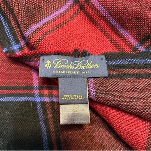 Brooks Brothers 100% Wool Red Plaid Scarf Made in Italy Winter Fall Warm Cozy thumbnail 3