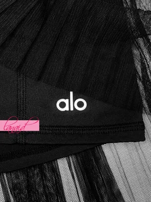 Alo Mesh Flirty Tennis Skirt Black Sheer Transparent See-Through A-Line Skort L thumbnail 11