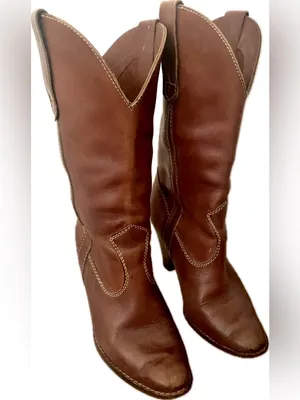 Vintage 70s `Rusty’ Leather Heeled Western Cowboy Boots Size 5 thumbnail 2