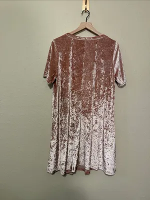 Pol Crushed Velvet Short Sleeve Shift Dress Size Large Blush Pink thumbnail 6