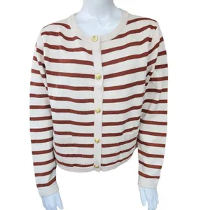 NWT Automet Cream & Rust Orange Striped Cardigan (M) thumbnail 3