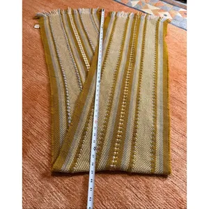 Madewell Woven Fringe Scarf Green Gray Ivory Striped Acrylic Women thumbnail 4