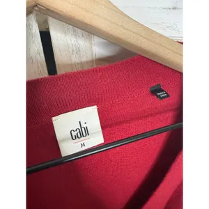 CABI Women's Medium Ballet Wrap Cardigan Sweater Red Cotton Angora Rabbit Hair thumbnail 12